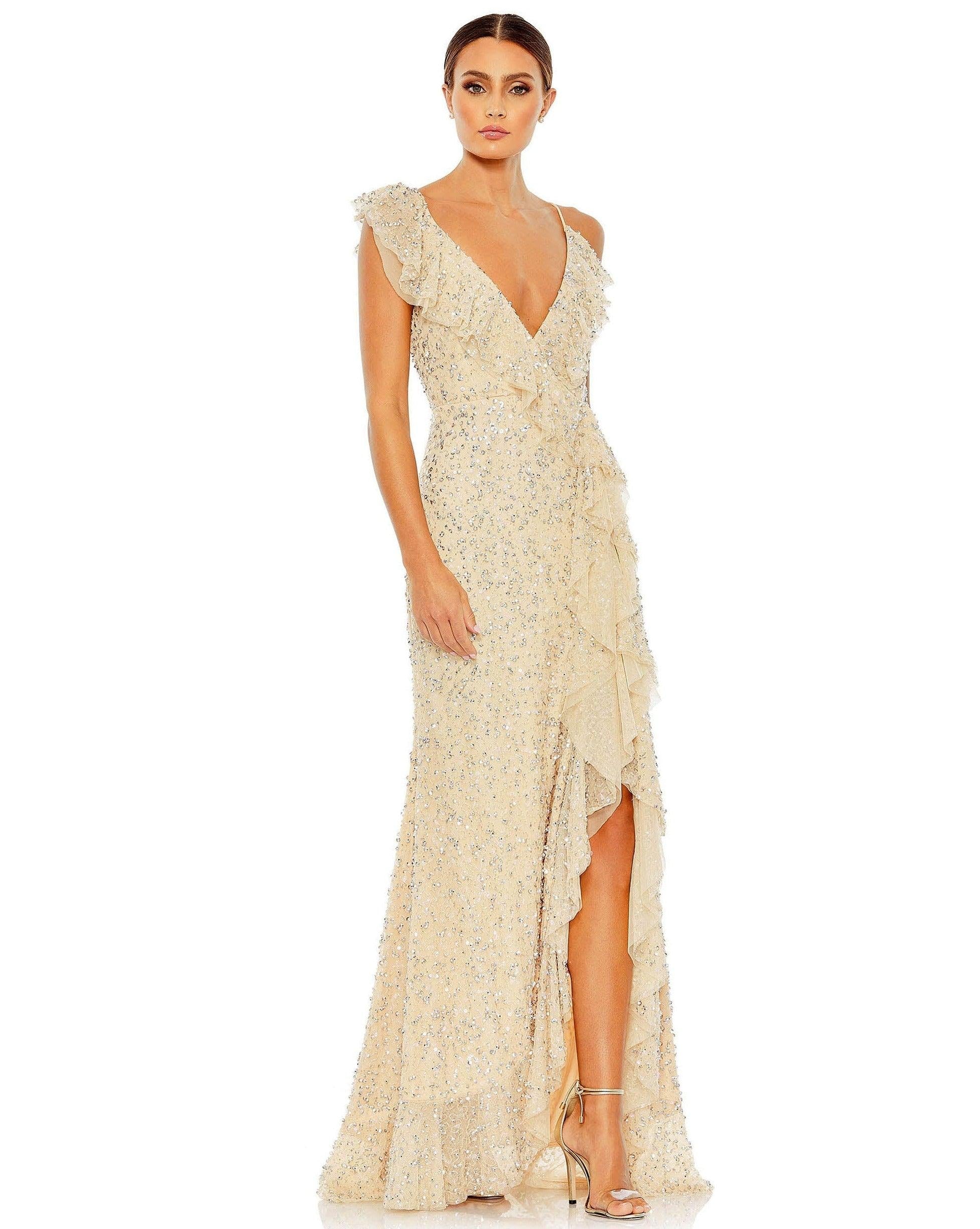 Mac Duggal Long Formal Ruffled Prom Dress 10931 - The Dress Outlet