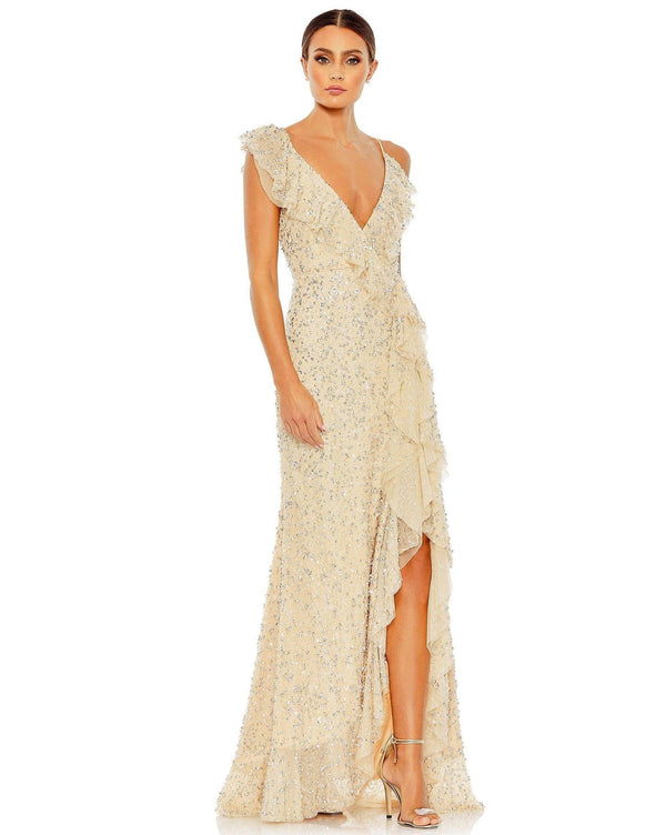 Long Formal Ruffled Prom Dress Ruffled Detail Mac Duggal 10931