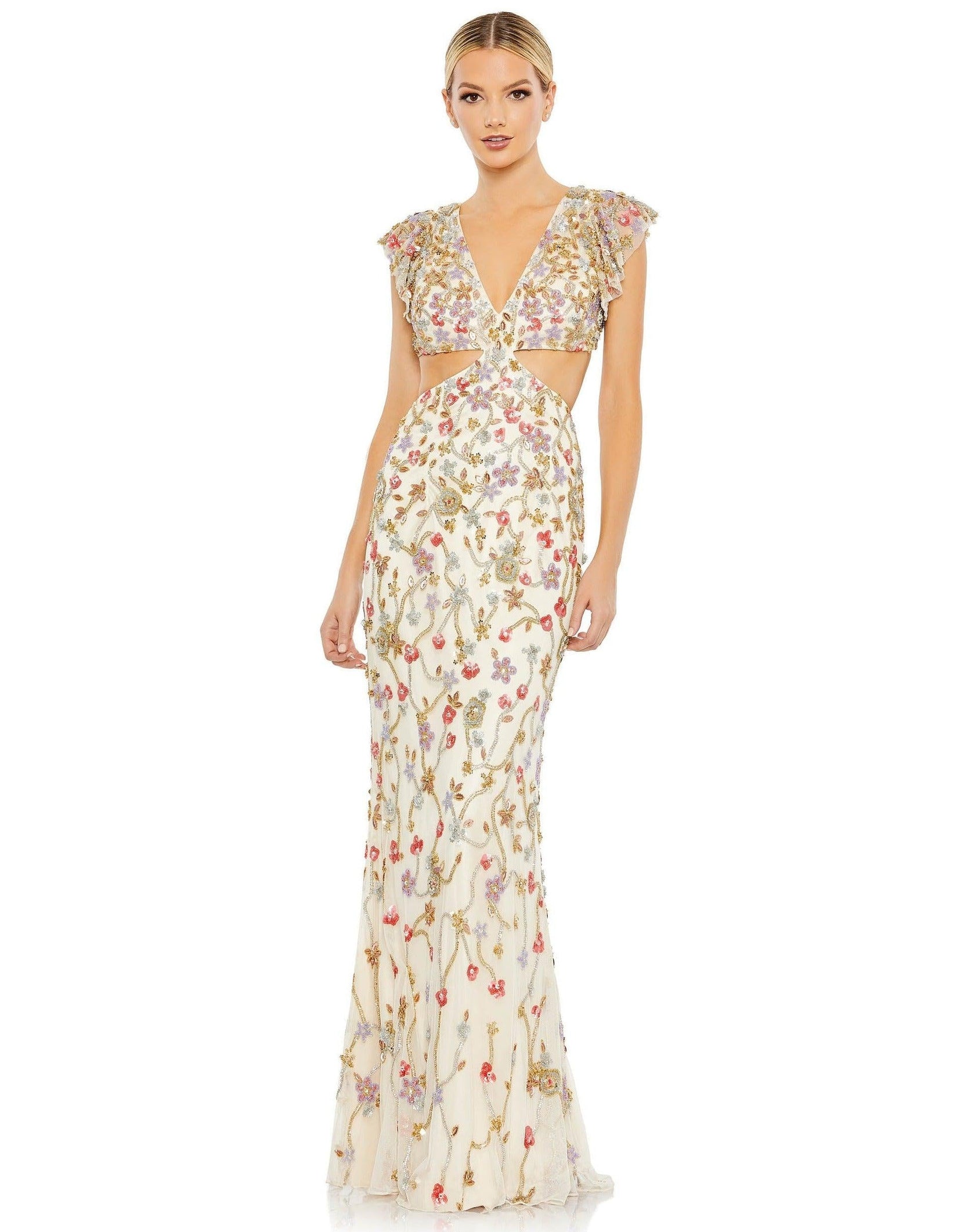 Black Multi Mac Duggal 5564 Long Formal Ruffled Prom Dress for $349.0 ...