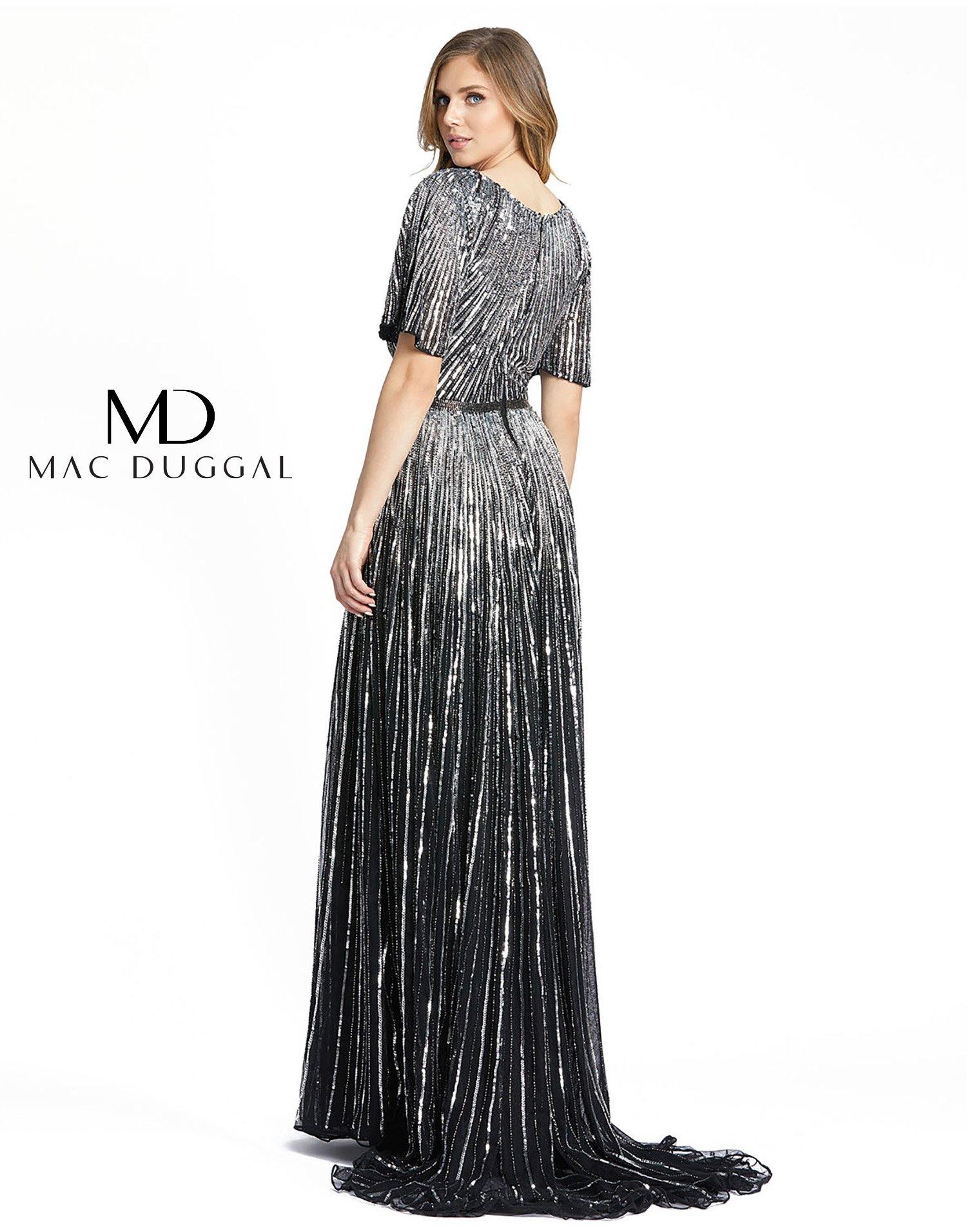 Mac Duggal 4913 Long Formal Short Sleeve Evening Dress