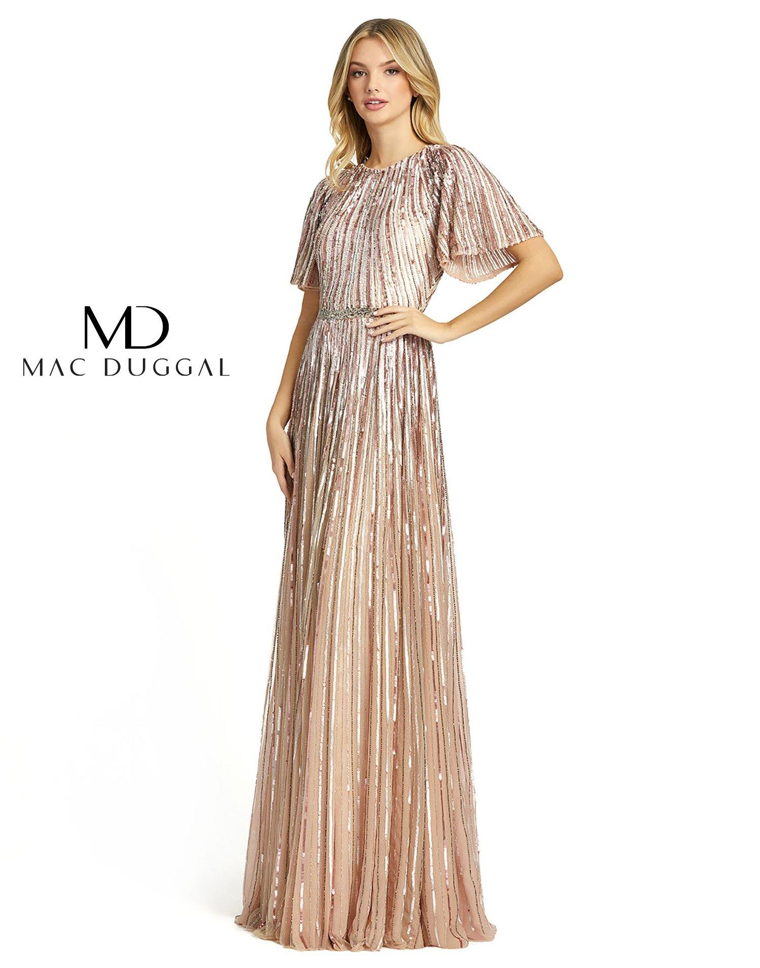 Mac Duggal 4913 Long Formal Short Sleeve Evening Dress