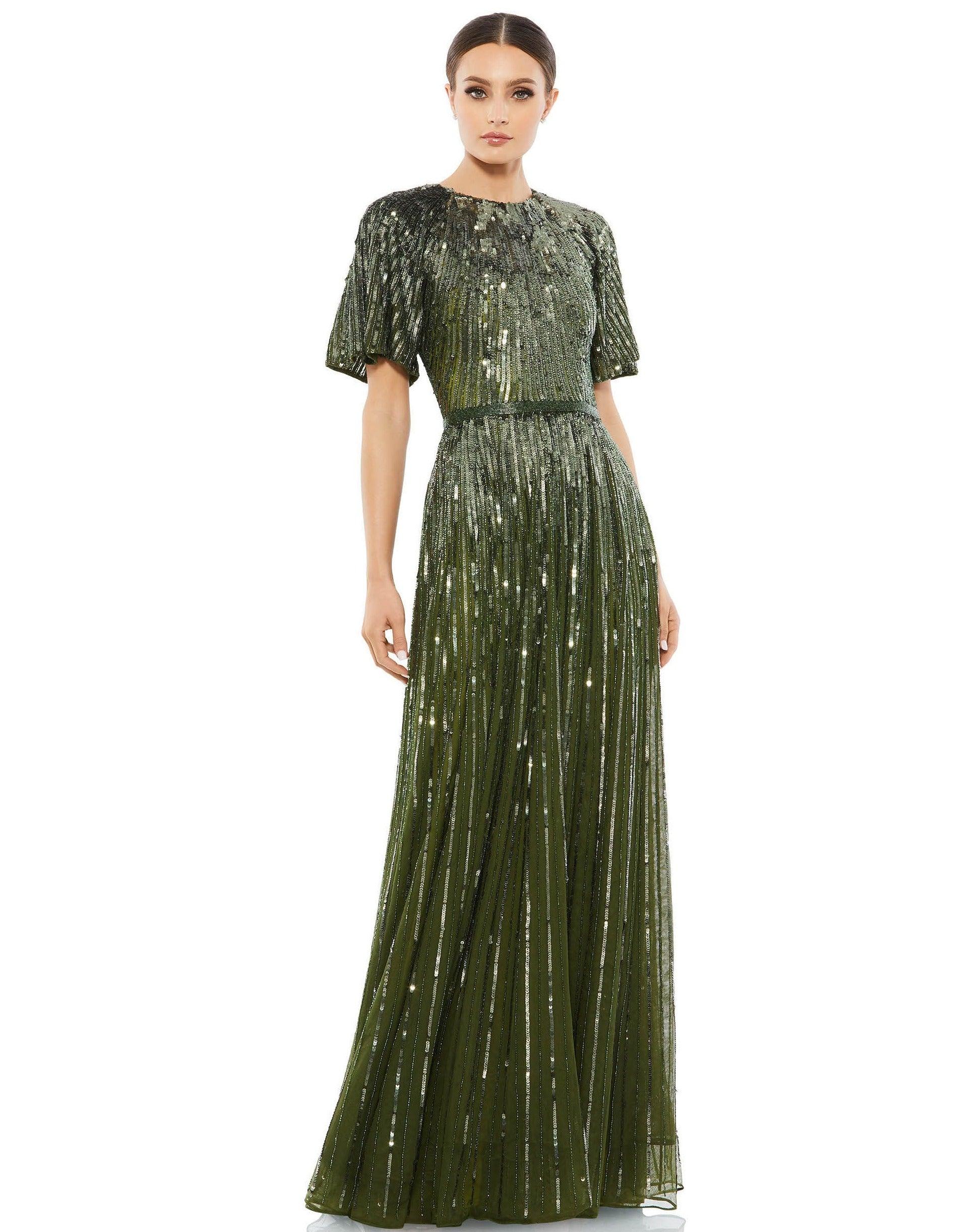 Mac Duggal 4913 Long Formal Short Sleeve Evening Dress