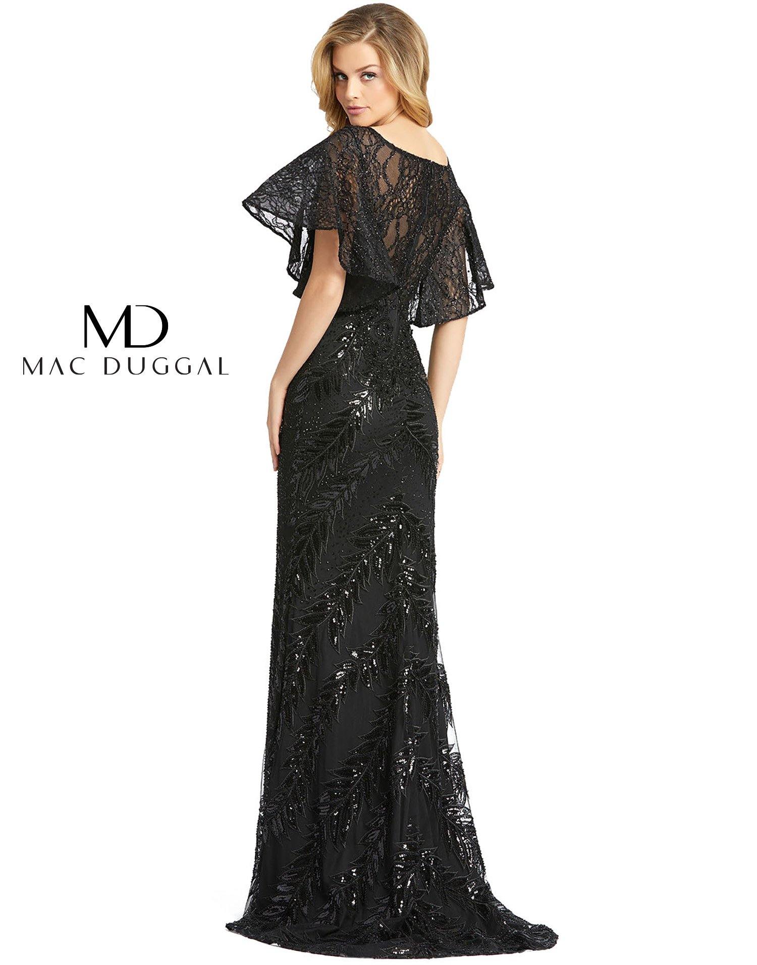 Mac Duggal Long Formal Short Sleeve Lace Dress
