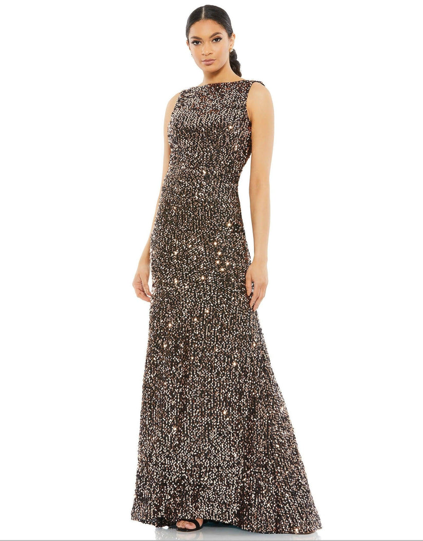 Bronze Mac Duggal Long Formal Sleeveless Evening Dress for $398.0 – The ...