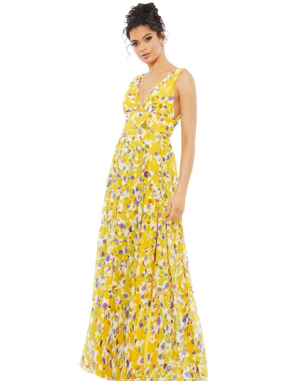 Long Formal Sleeveless Floral Dress Sleeveless Detail Mac Duggal 70206
