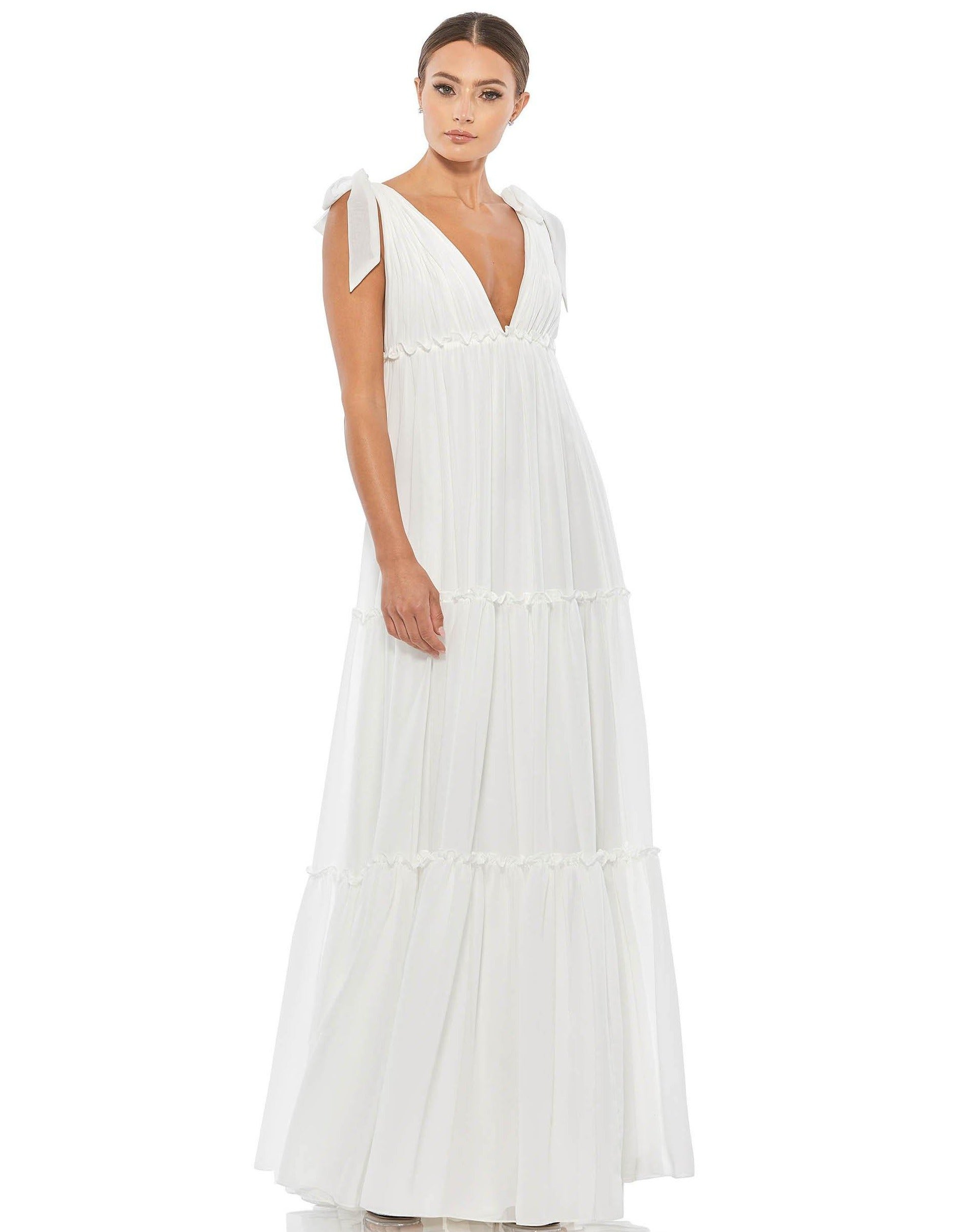 Mac Duggal Long Formal Sleeveless Tiered Gown 55411 - The Dress Outlet