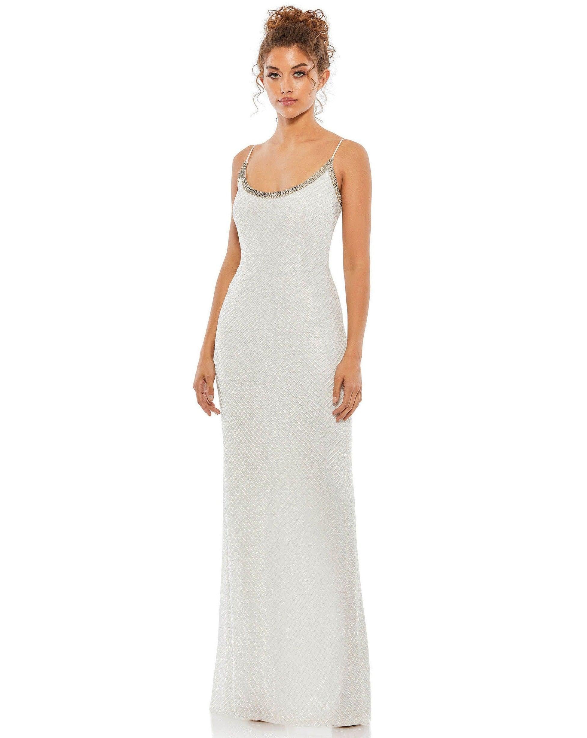 Formal Dresses Long Formal Spaghetti Strap Gown White