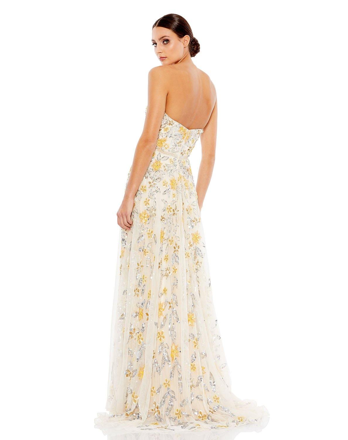 Mac Duggal 5402 Long Formal Strapless Floral Dress