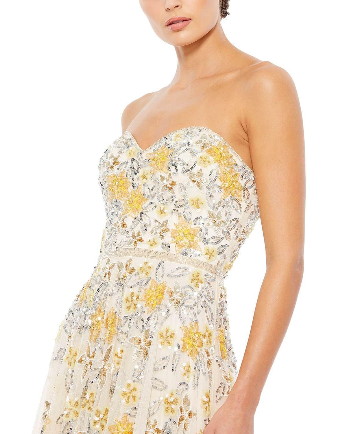 Mac Duggal 5402 Long Formal Strapless Floral Dress