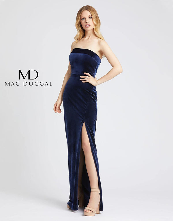 Long Formal Strapless Velvet Gown Velvet Fabric Mac Duggal 25635
