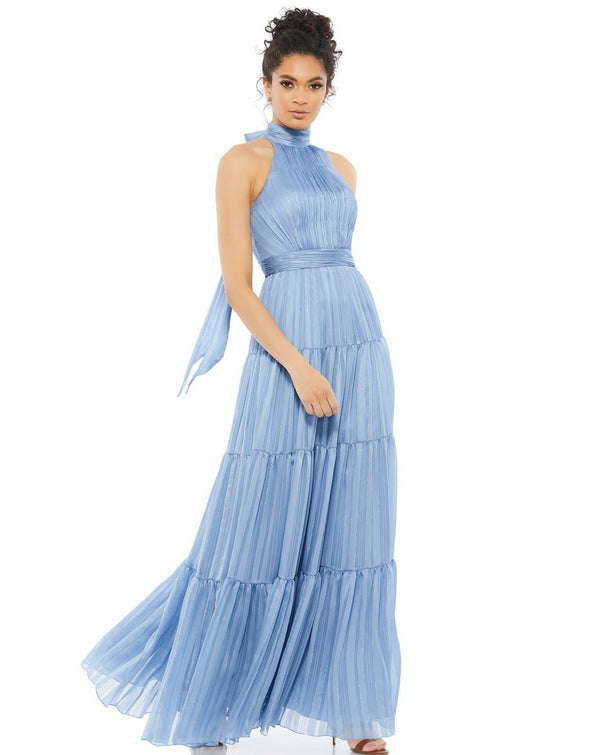 Long Formal Tiered Halter Dress Tiered Detail Mac Duggal 70168