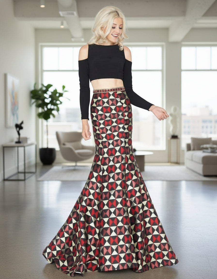 Mac Duggal Long Formal Two Piece Prom Gown 66523A - The Dress Outlet