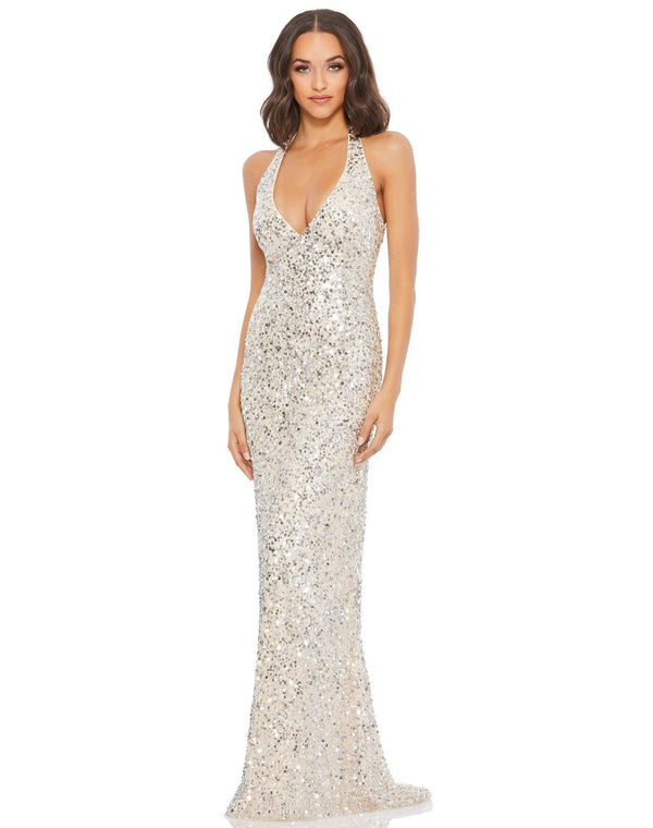 Long Halter Formal Fitted Prom Gown Halter Neckline Mac Duggal 5312