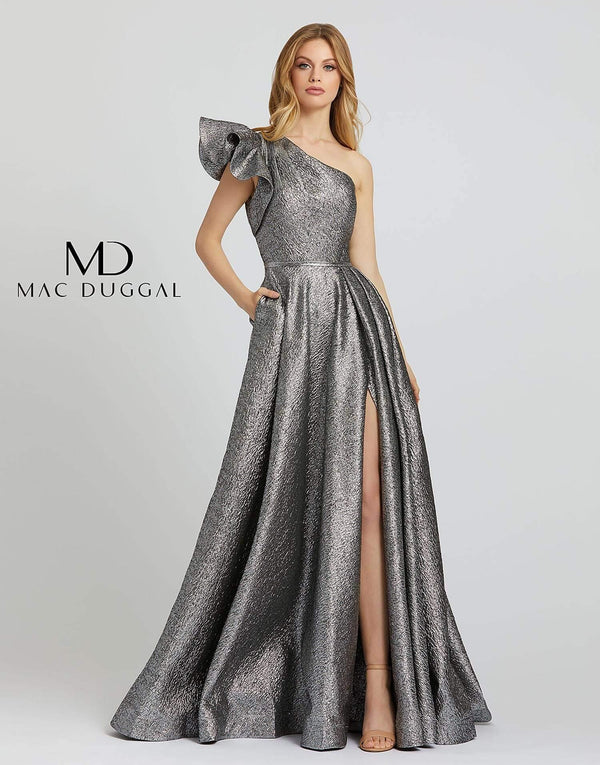 Long Metallic Prom Ball Gown Metallic Fabric Mac Duggal 67297