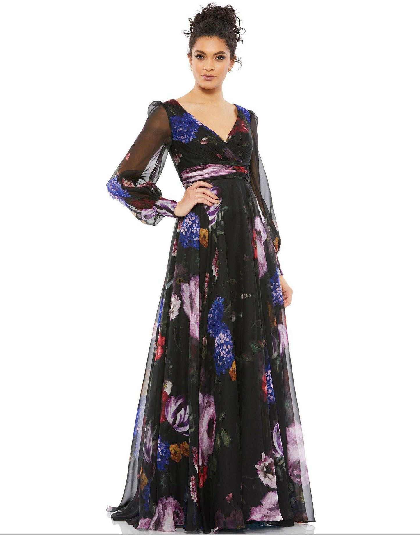 Mac Duggal Long Mother of Bride Floral Dress 67872 - The Dress Outlet