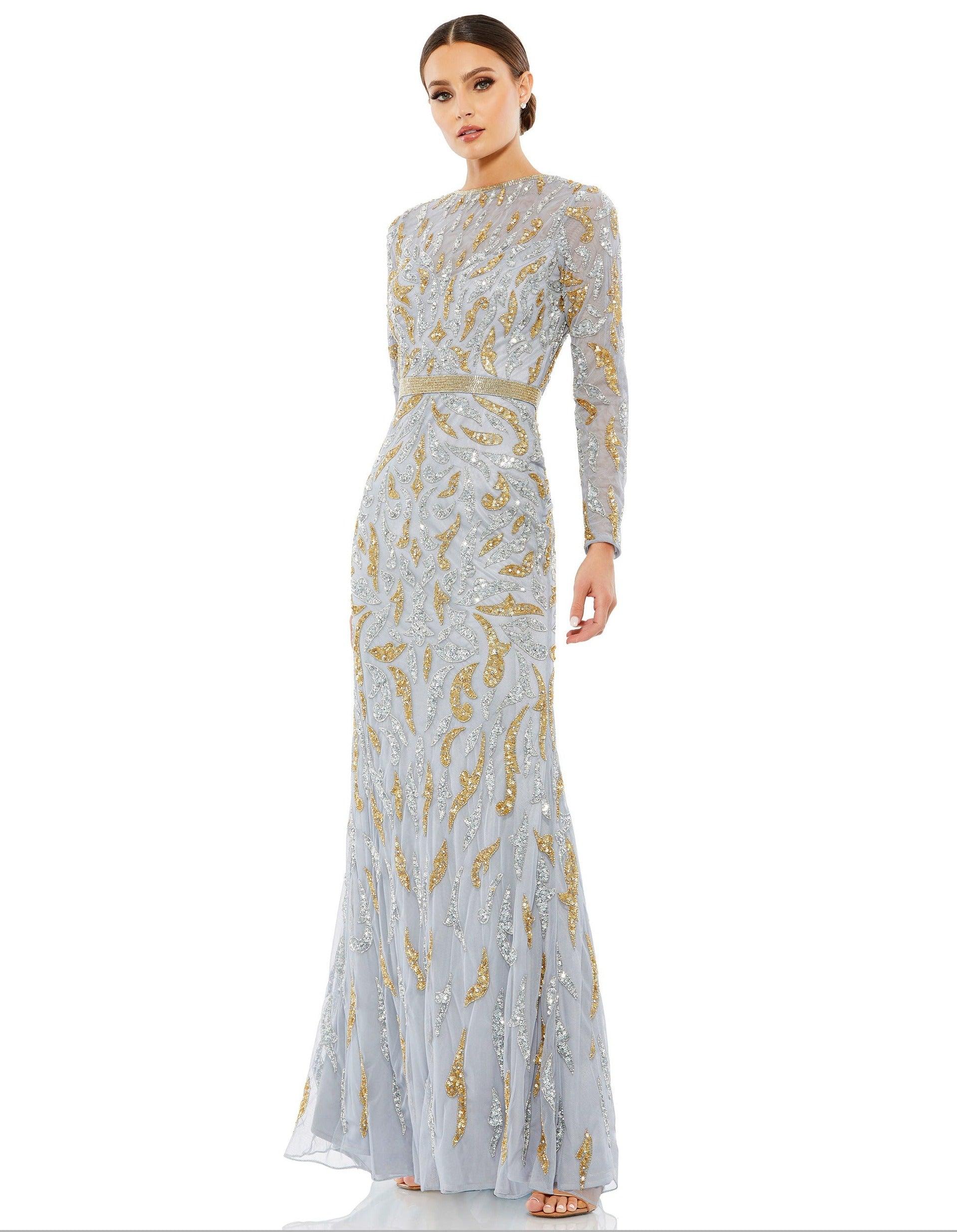 Mocha Mac Duggal 5124 Long Mother of the Bride Dress