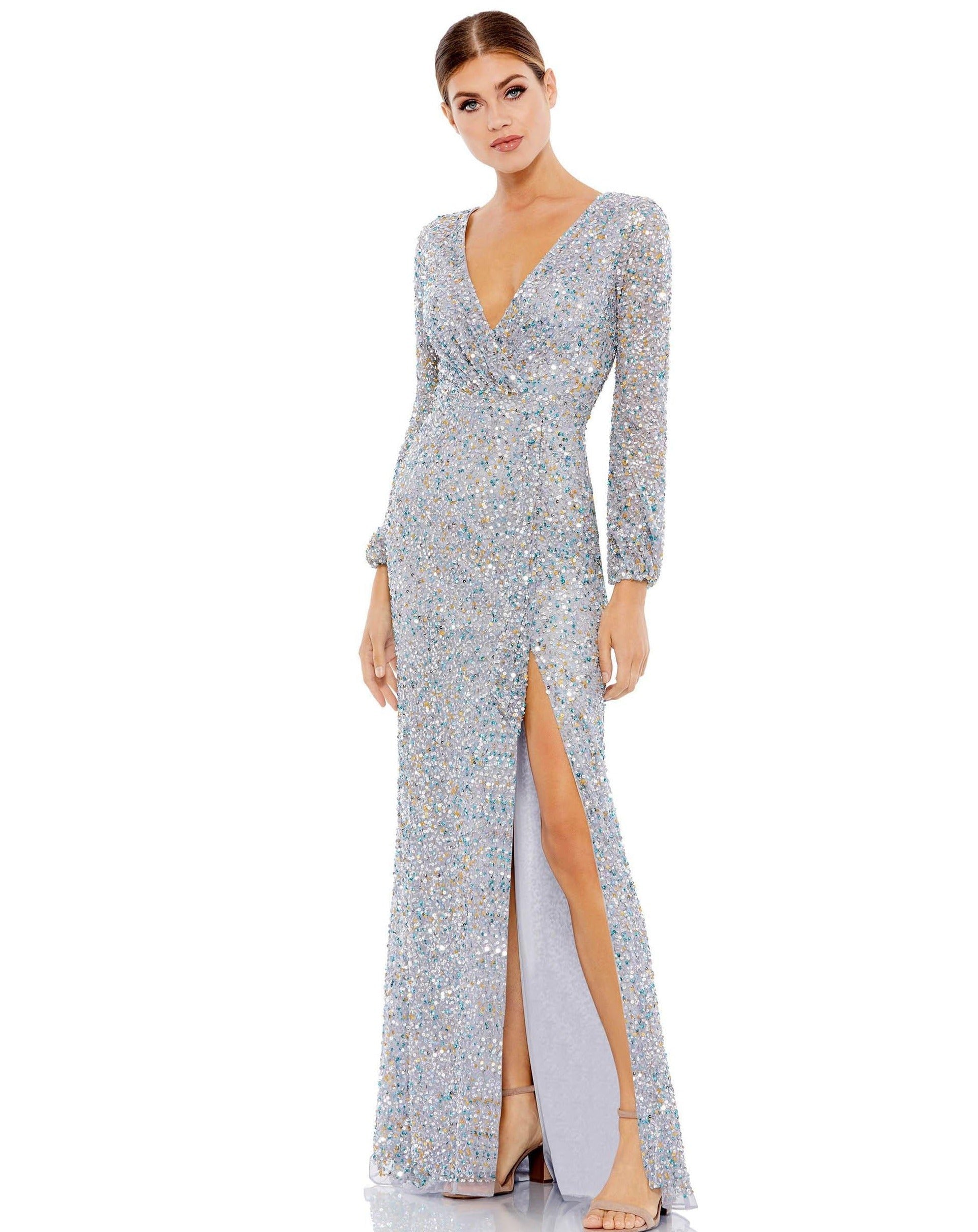 mac duggal silver dress Mac Duggal 5213 Long Mother of the Bride Dress – The Dress Outlet