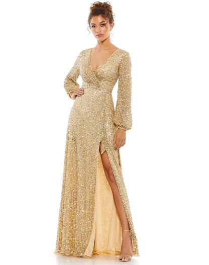 Mac Duggal Long Mother of the Bride Dress Champagne