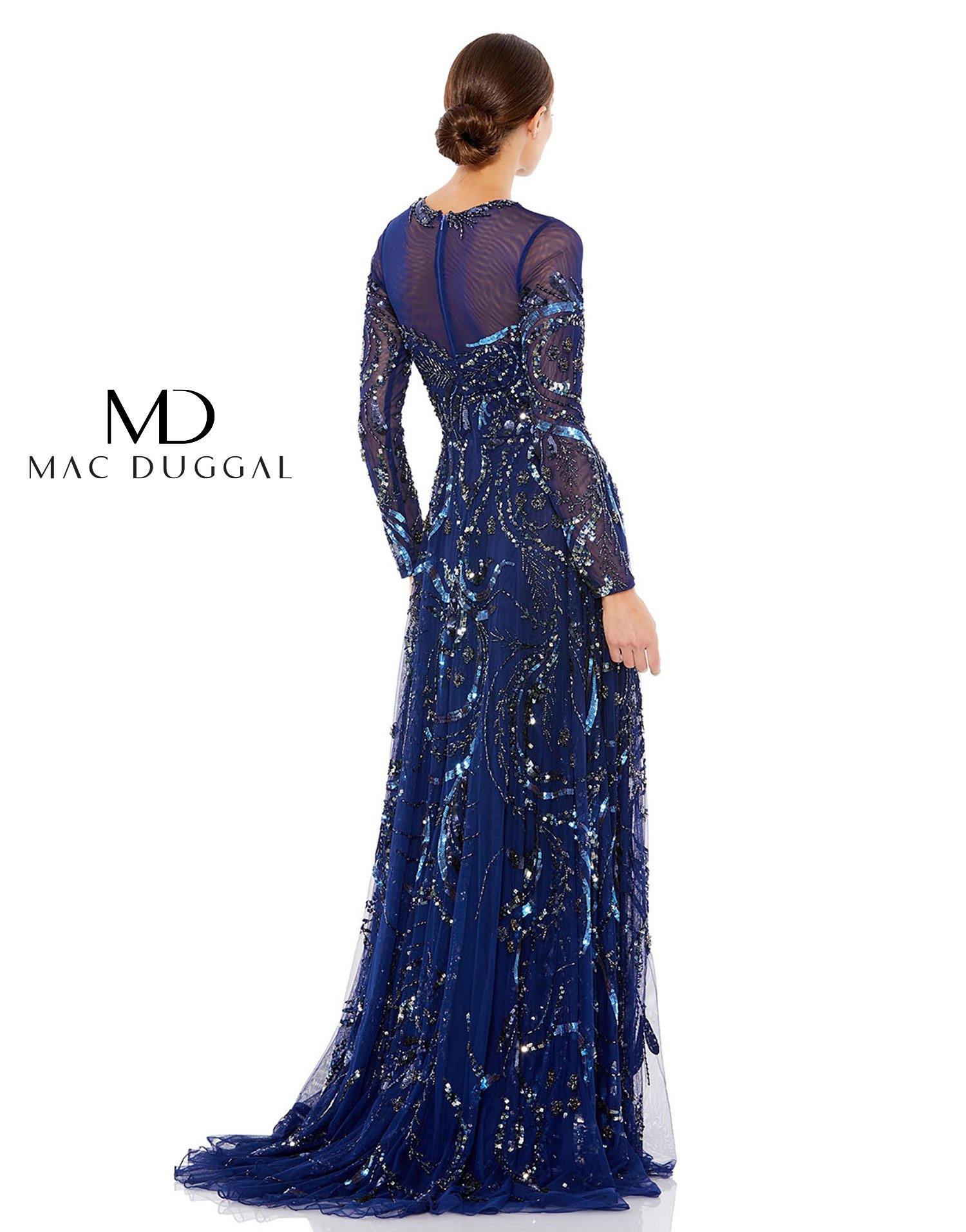 Mac Duggal Long Sleeve Embellished Illusion Evening 5217 - The Dress Outlet