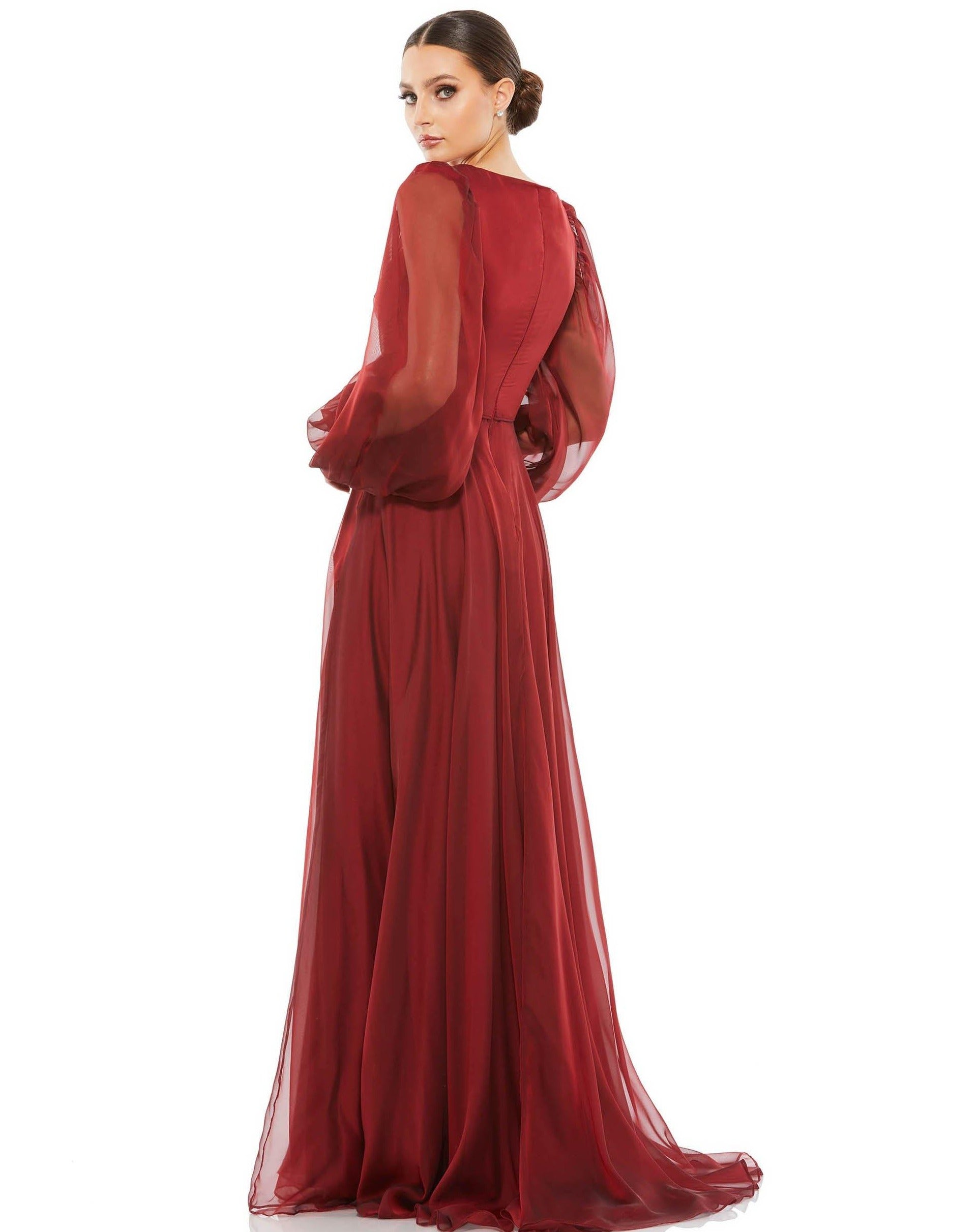 garnet and gold maxi dress Odana's | Garnet Red Wrap Maxi Dress main image 0