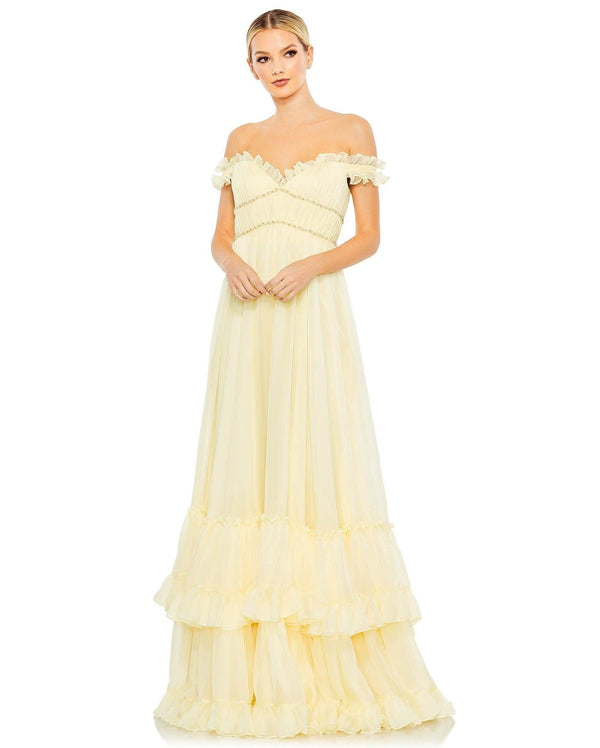 Long Off Shoulder Formal Dress Off Shoulder Detail Mac Duggal 68086