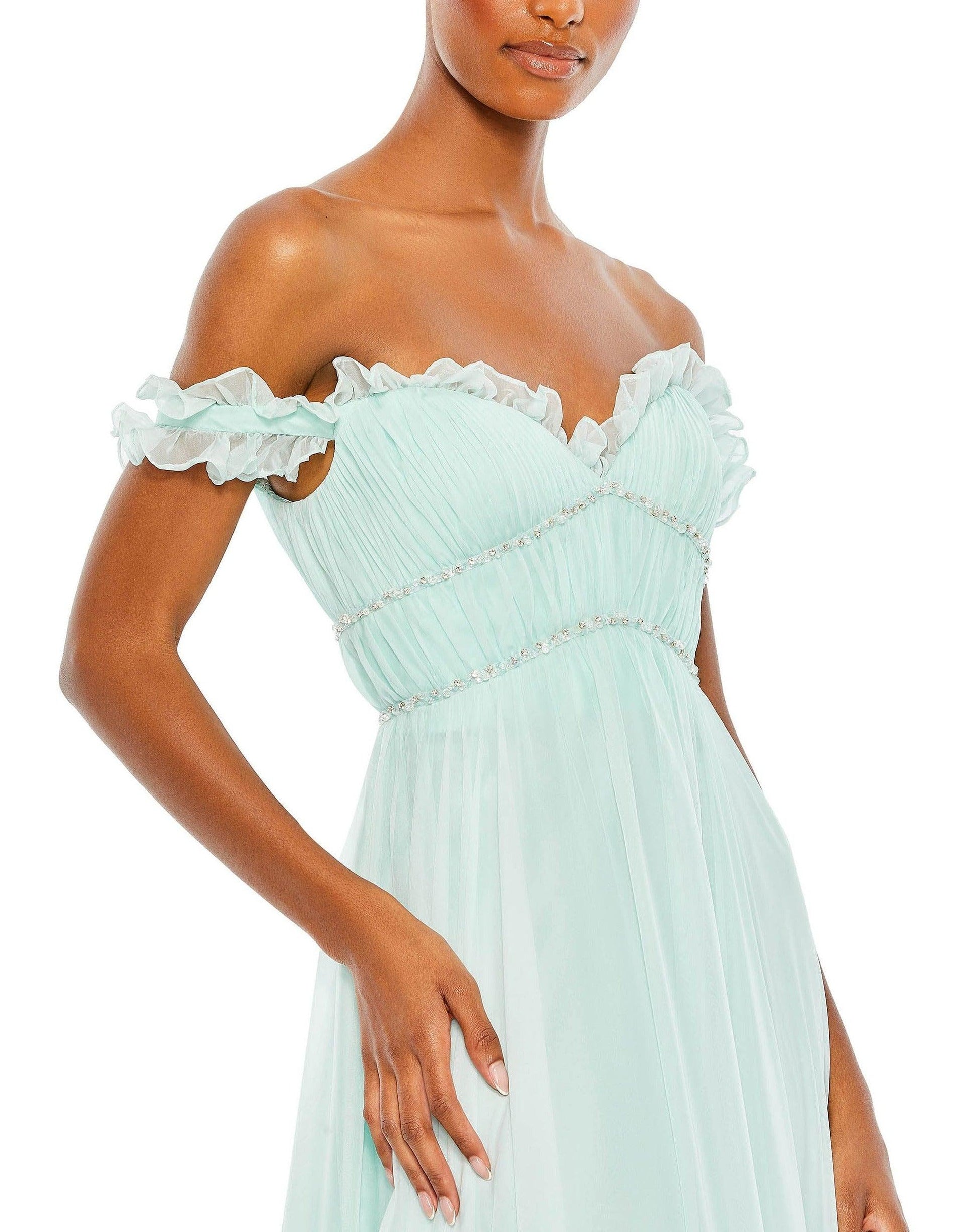 Mac Duggal 68086 Long Off Shoulder Formal Dress