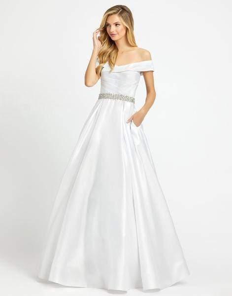 Long Off Shoulder Wedding Gown Off Shoulder Detail Mac Duggal 48926