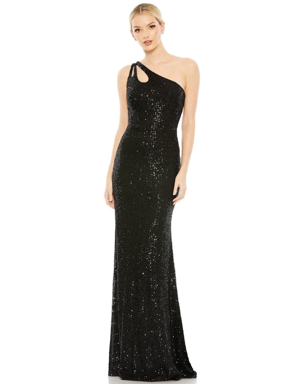 Long One Shoulder Fitted Prom Gown One Shoulder Detail Mac Duggal 42029