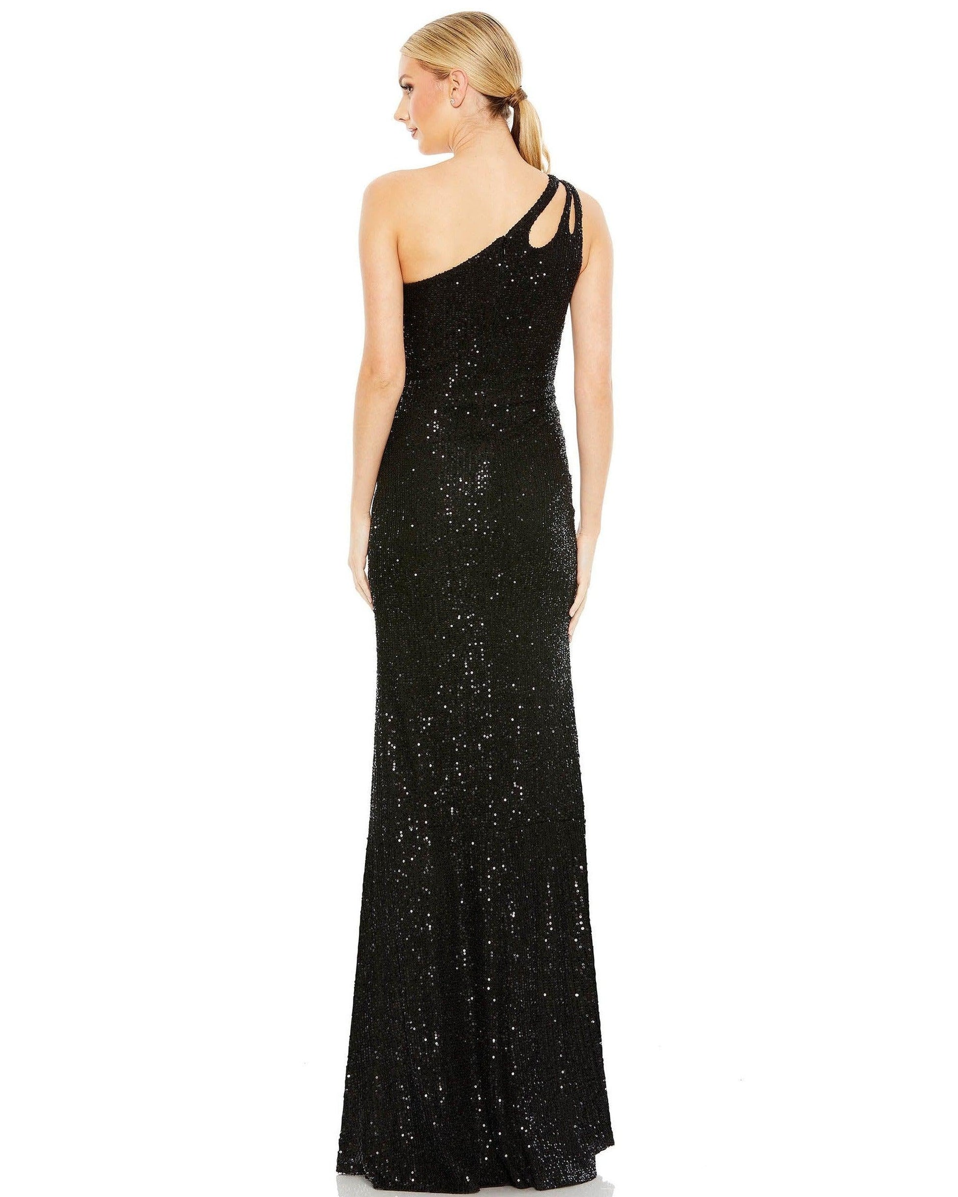 Mac Duggal 42029 Long One Shoulder Fitted Prom Gown