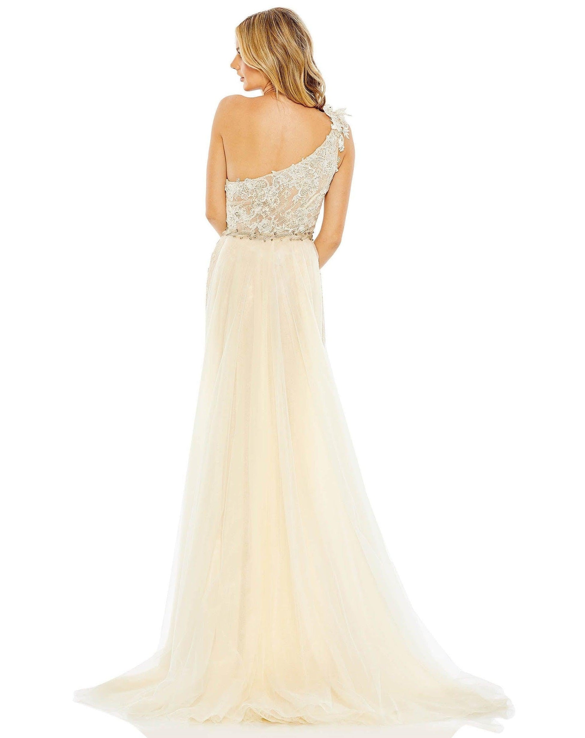 Mac Duggal Long One Shoulder Formal Lace Gown 79315 - The Dress Outlet