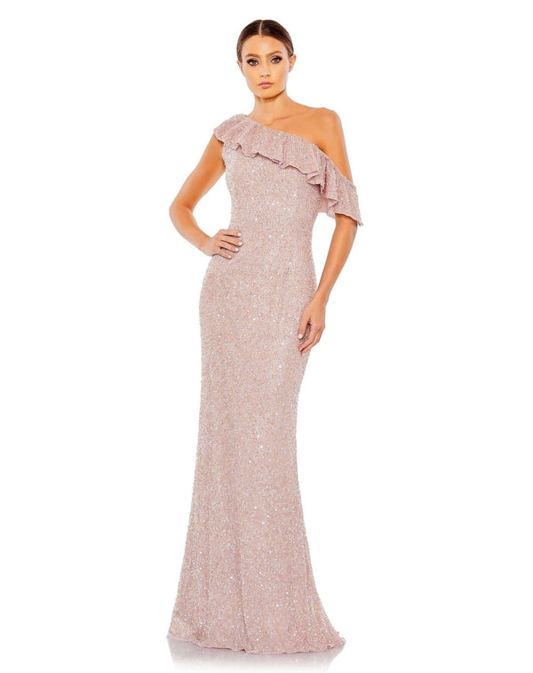 Long One Shoulder Formal Prom Gown One Shoulder Detail Mac Duggal 5611
