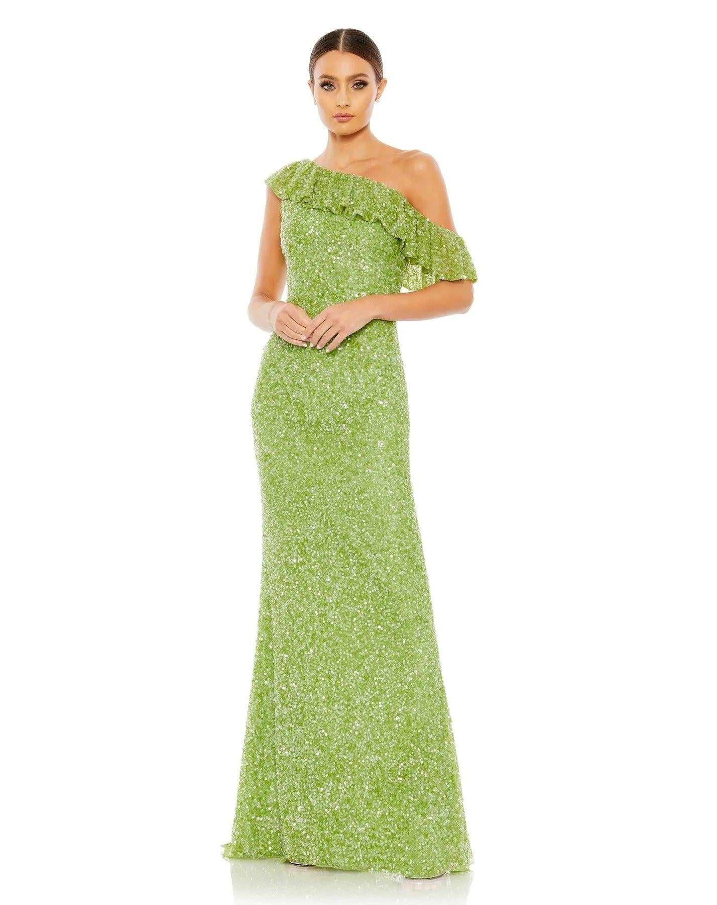 Mac Duggal 5611 Long One Shoulder Formal Prom Gown