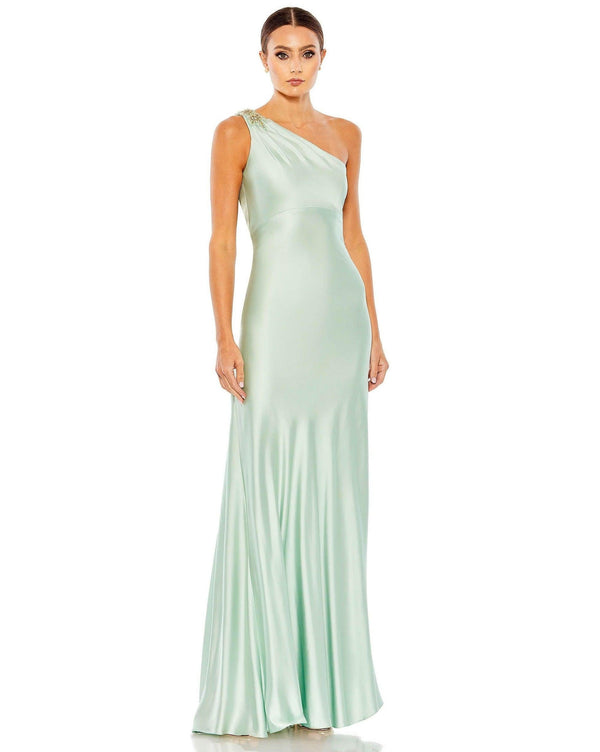 Long One Shoulder Formal Prom Gown One Shoulder Detail Mac Duggal 68046