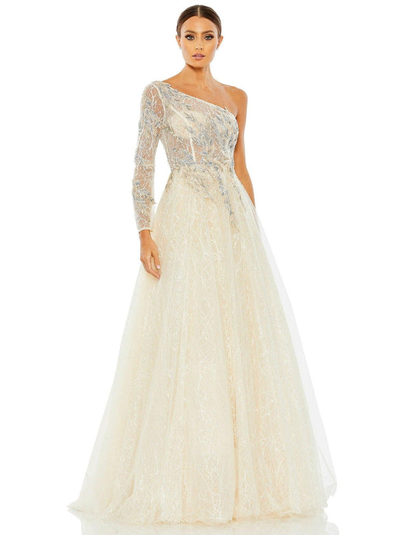 Long One Shoulder Prom Ball Gown One Shoulder Detail Mac Duggal 20232