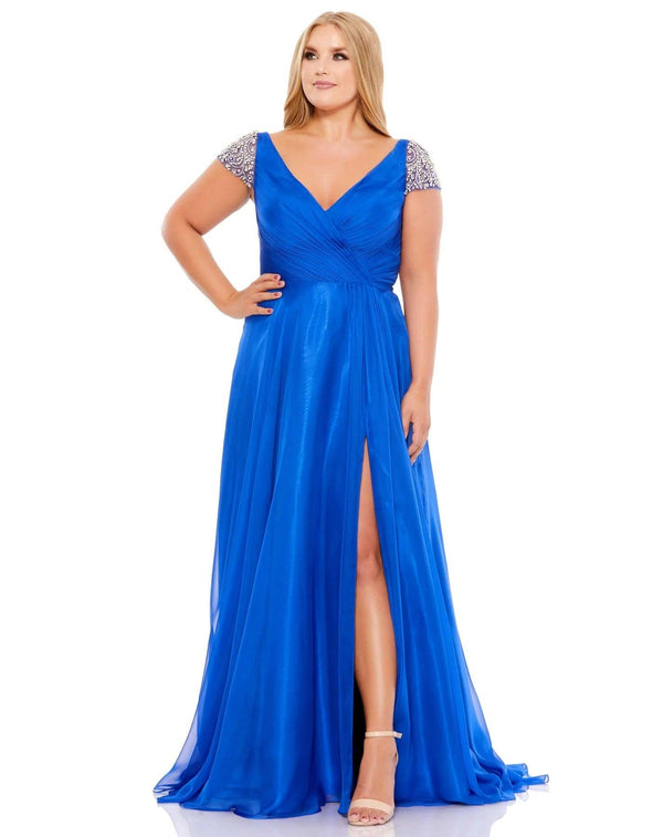 Long Plus Size Formal Beaded Dress Plus Size Beaded Detail Mac Duggal 67723