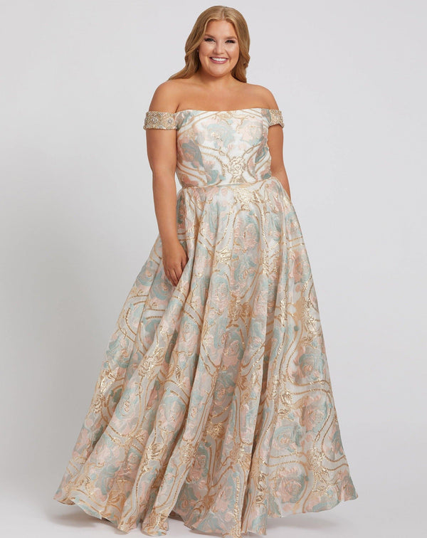 Long Plus Size Off Shoulder Dress Plus Size Mac Duggal 48983