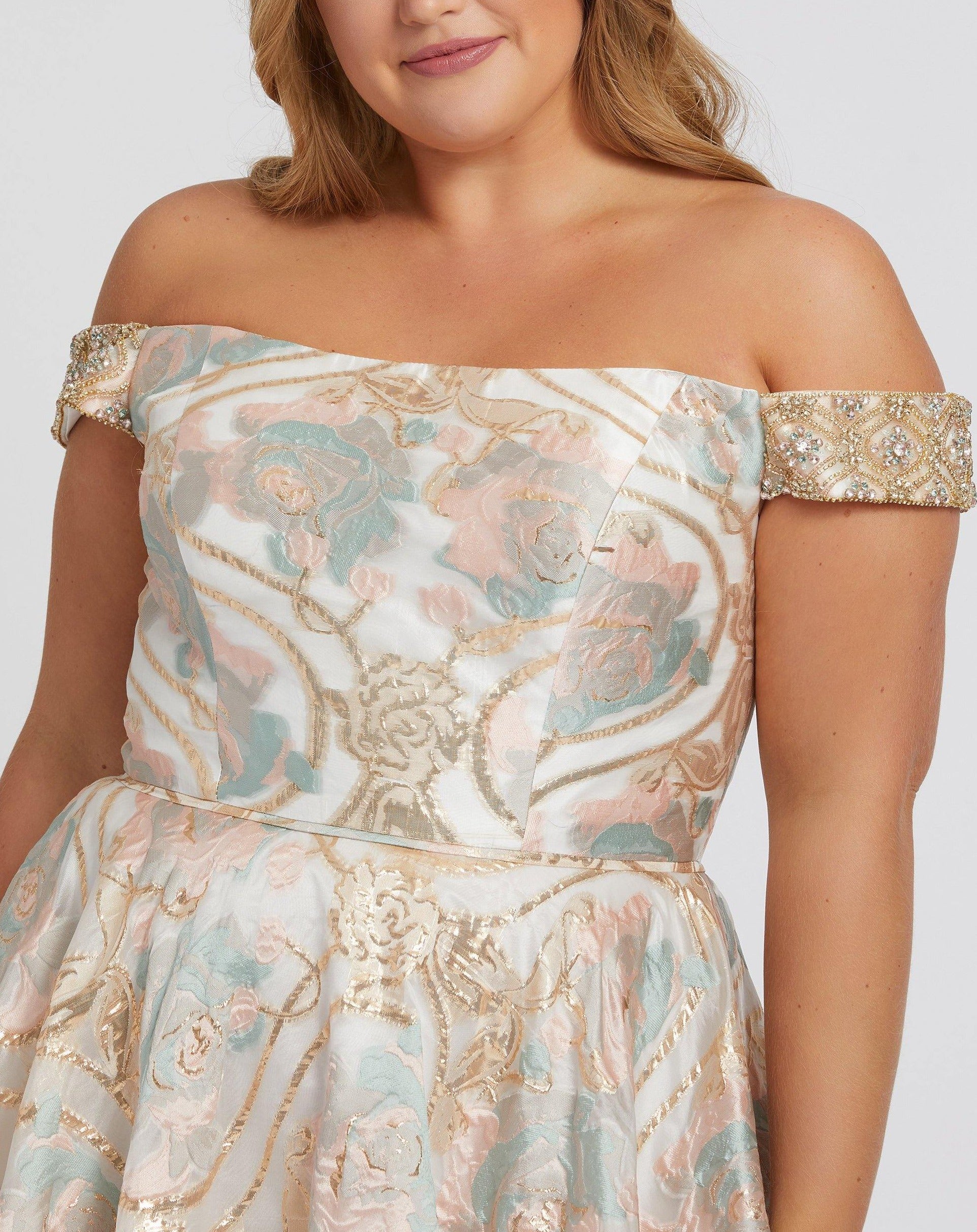Mac Duggal 48983 Long Plus Size Off Shoulder Dress