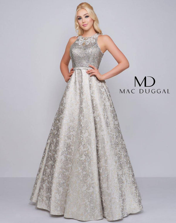 Long Prom Metallic Ball Gown Metallic Fabric Mac Duggal 2090