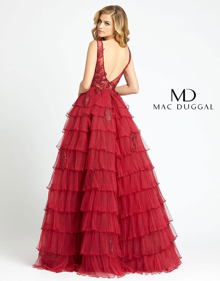 Champagne Mac Duggal 20136 Long Prom Sleeveless Ball Gown for $798.0 ...