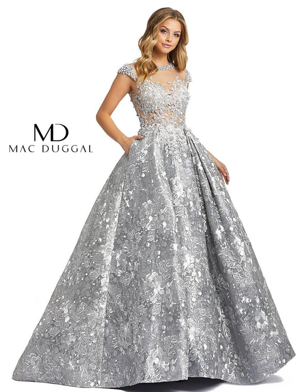 Long Sheer Bodice Embroidered Ball Gown Sheer Bodice Mac Duggal