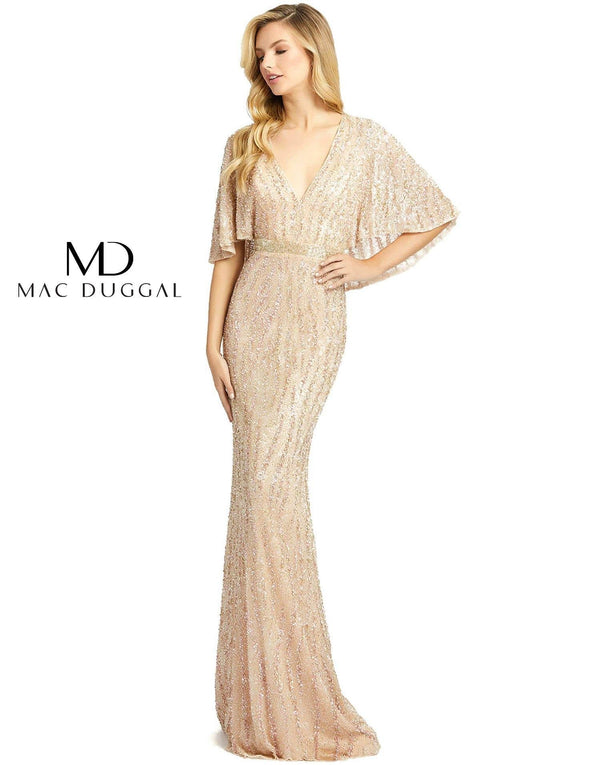 Long Short Sleeve Formal Mermaid Dress Mermaid Silhouette Mac Duggal 4917