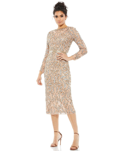 Mac Duggal Long Sleeve Beaded Cocktail Dress 5521 - The Dress Outlet