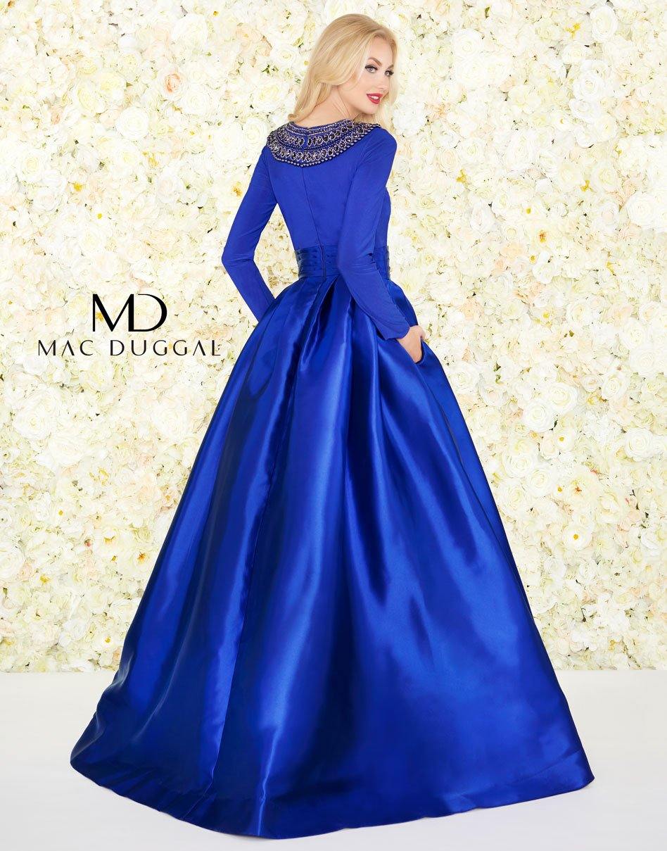 Mac Duggal Long Sleeve Embellished Ballgown 12093R - The Dress Outlet