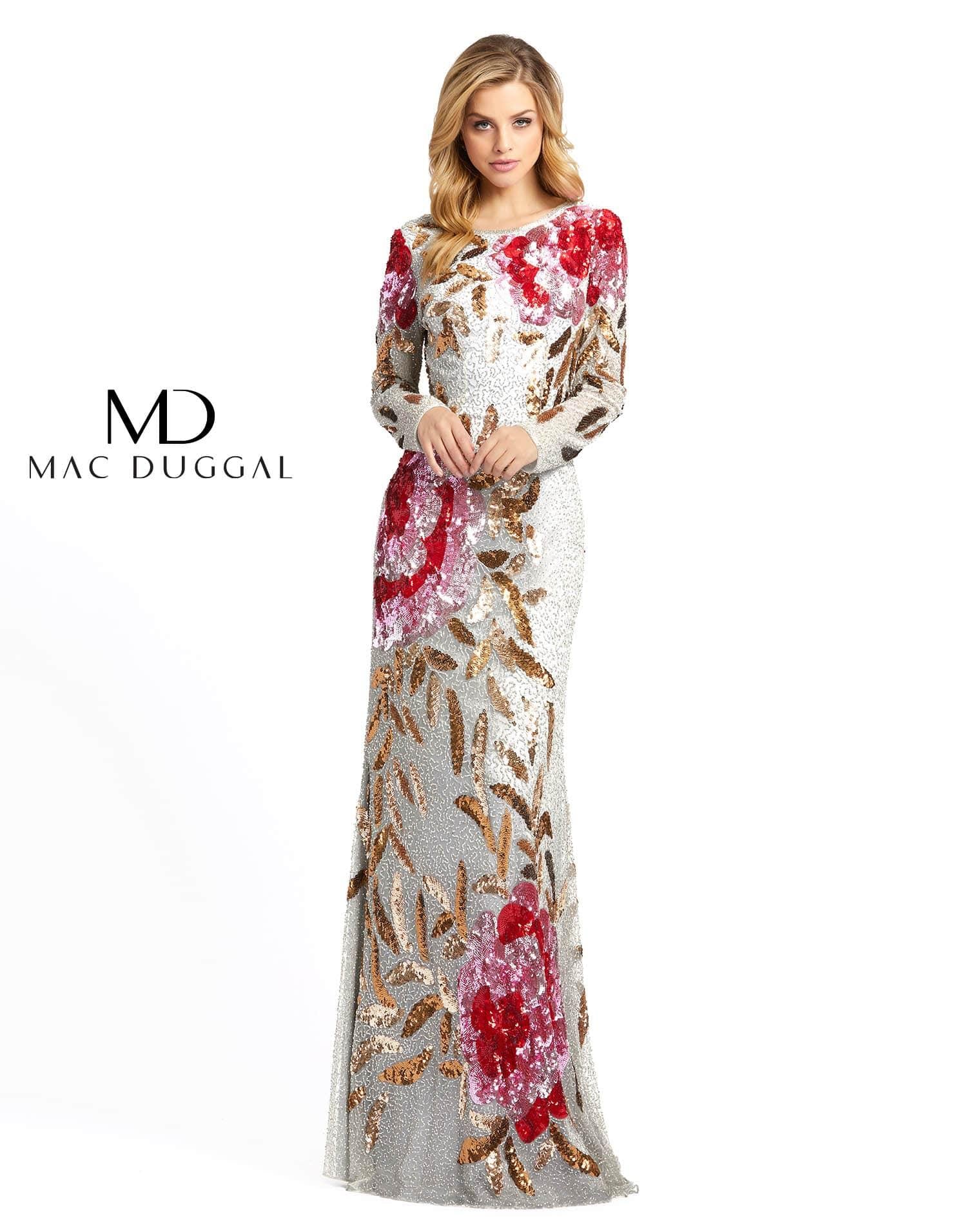 Mac Duggal Long Sleeve Evening Formal Dress
