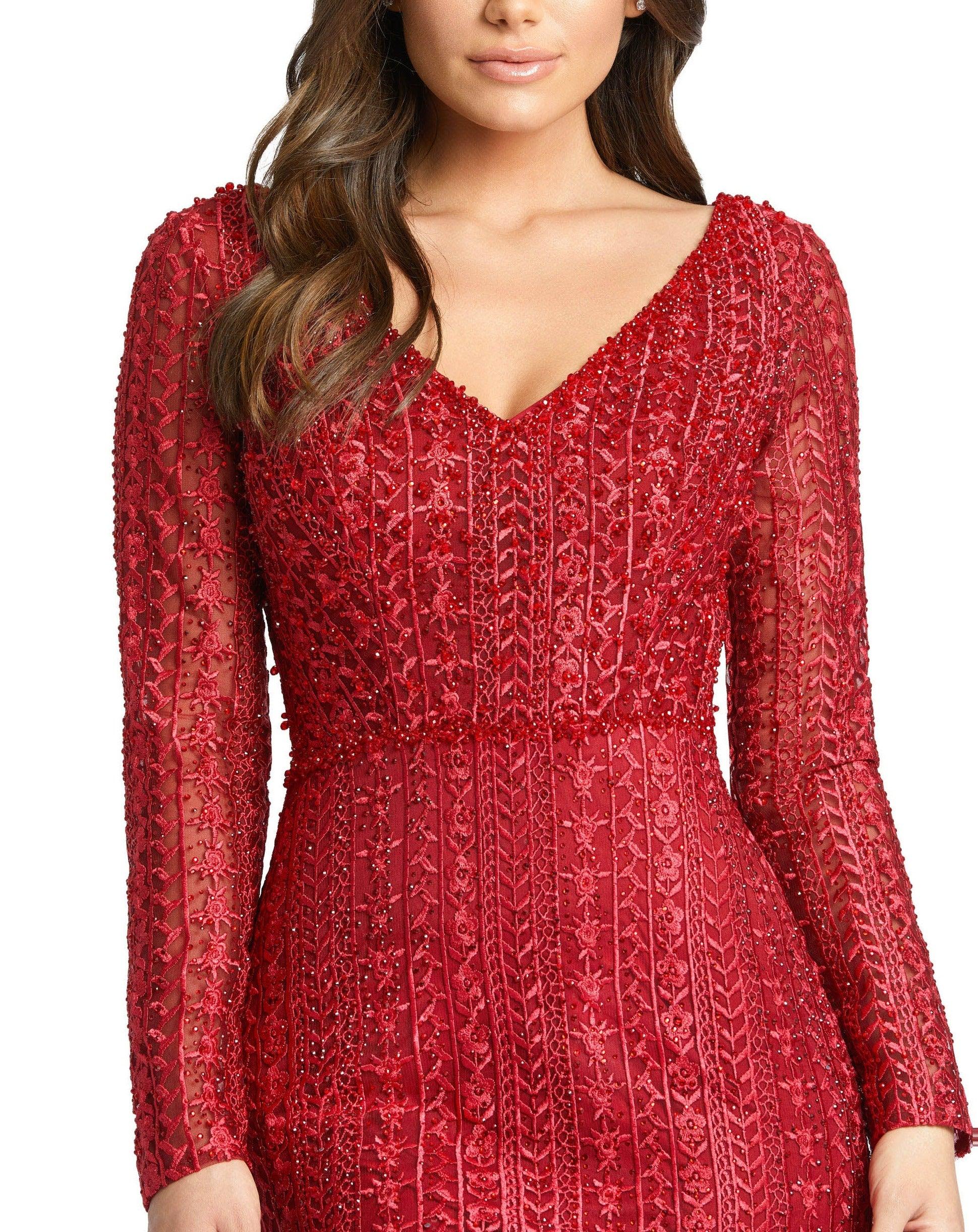 Mac Duggal 20271 Long Sleeve Fitted Formal Dress