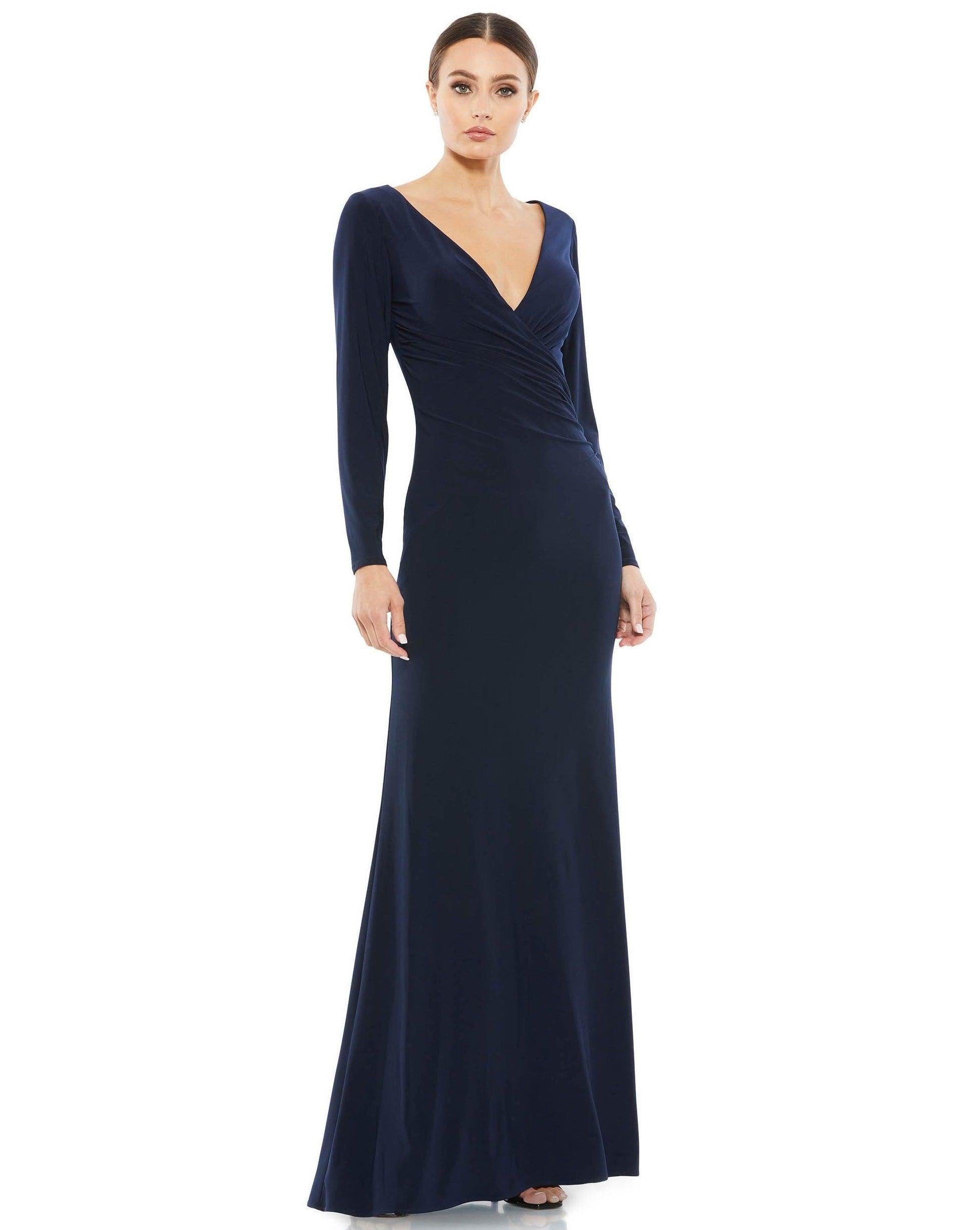 Powder Blue Mac Duggal 26573 Long Sleeve Fitted Formal Dress