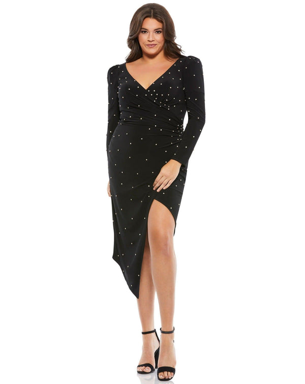 Long Sleeve Fitted Plus Size Dress Plus Size Mac Duggal 67731