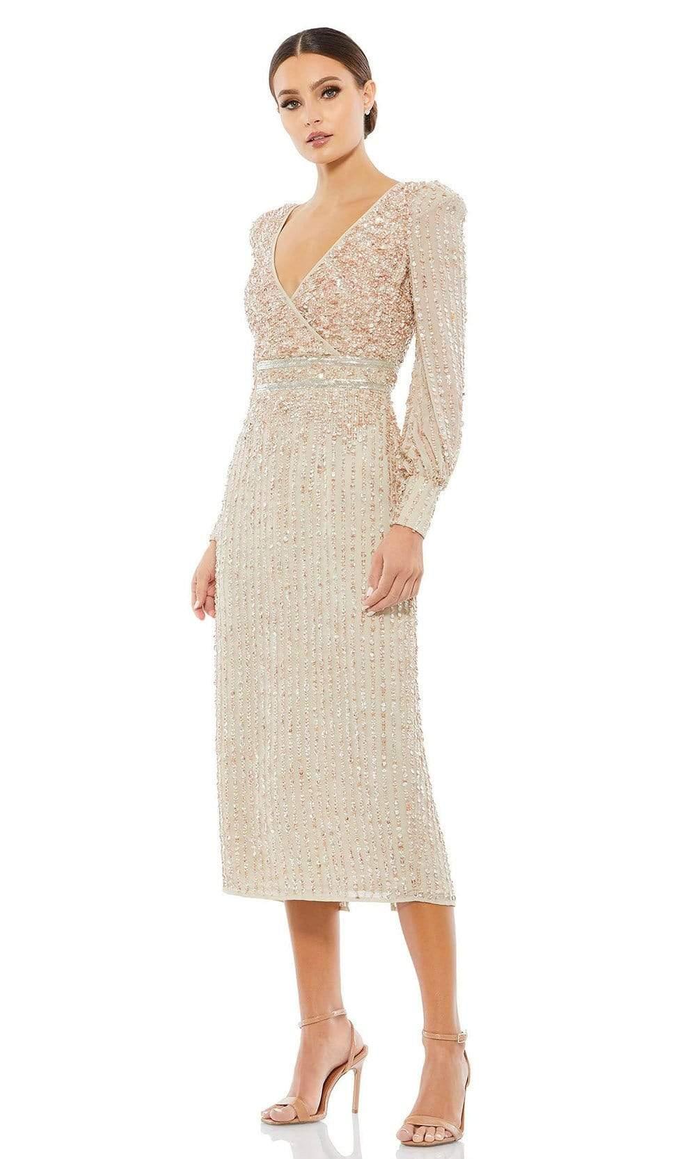 Mac Duggal 93593 Long Sleeve Fitted Tea Length Dress