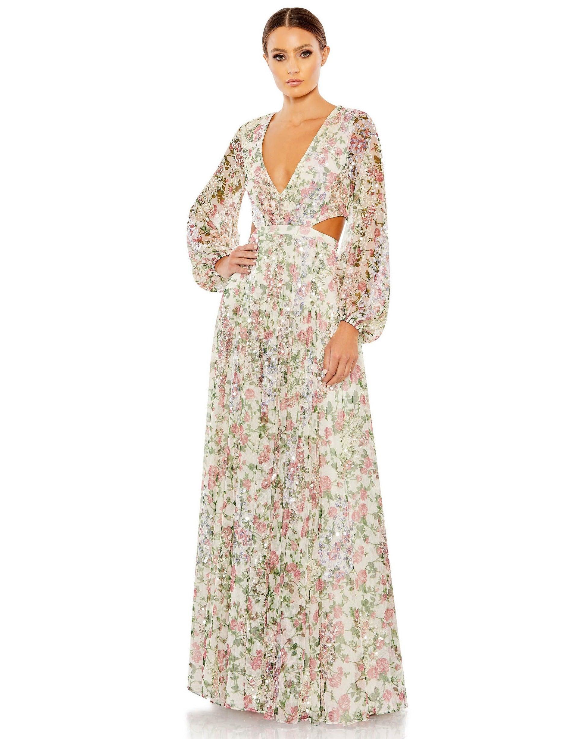 Mac Duggal 93746 Long Sleeve Floral Formal Dress