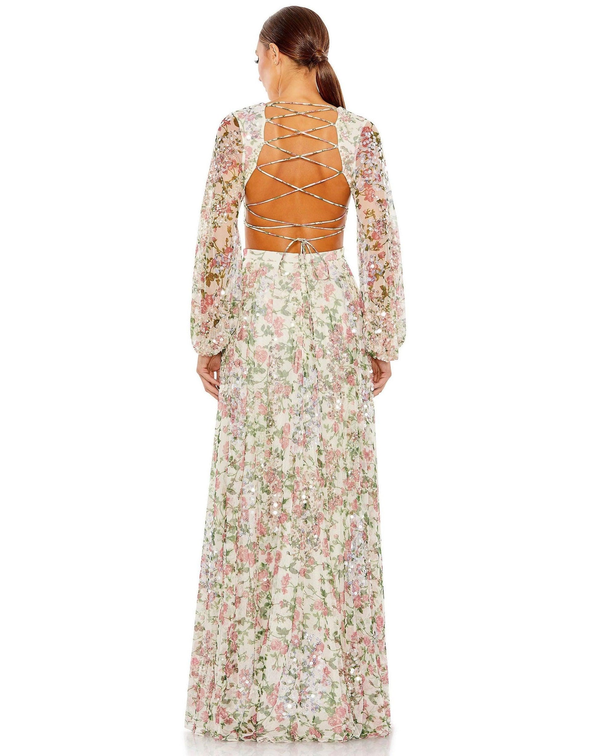 Mac Duggal 93746 Long Sleeve Floral Formal Dress